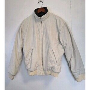 Vintage J Crew Jacket Mens M Beige Nylon Oarsmen Canvas Full Zip Outdoor Chore